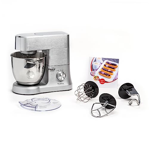 Moulinex Masterchef Impastatrice Planetaria, 6,7 litri, Robot da cucina con Frusta, sbattitore, Gancio Impastatore, 1500 W, 8 velocità, QA810D