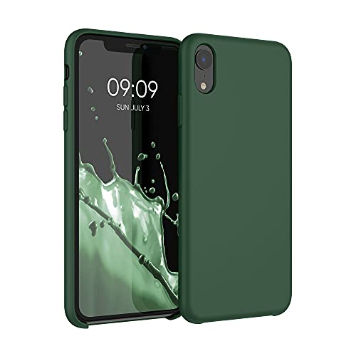 kwmobile Cover per Apple iPhone XR Custodia - Back Case per Smartphone in Silicone TPU - Protezione Gommata - verde scuro