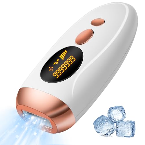 Epilatore Luce Pulsata IPL con Funzione Ghiaccio, 999,999 Flash, 5 Livelli di Energia, Epilazione Laser per Donna e Uomo, Viso, Ascelle, Corpo, Gambe, Risultati Duraturi e Indolori