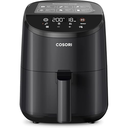 COSORI Friggitrice ad Aria 2 Litri, Air Fryer Portatile a Risparmio Energetico Con 30 Ricette Online, 4 Funzioni Con Riscaldamento, 97% Meno Olio, 75-205℃ Regolabile, Lavabile in Lavastoviglie, LI211