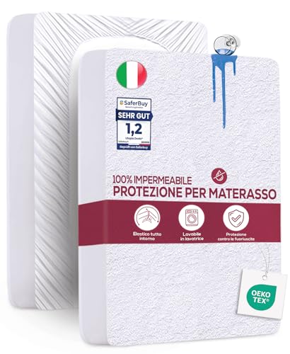 Utopia Bedding Coprimaterasso Matrimoniale Impermeabile 160 x 200 x 30 cm, Certificato OEKO-TEX, Proteggi Materasso, Traspirante, Lavabile, Stile Montato Tutto Intorno Elastico