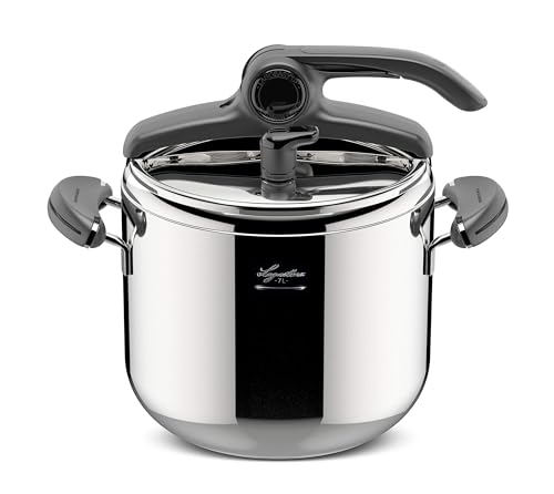 Lagostina Mia Pentola a Pressione 7 L in Acciaio Inox 18/10 Ø 22 cm, Pentola Induzione e Gas, Coperchio con Apertura Facilitata, Fondo a tre Strati, Lavabile in Lavastoviglie