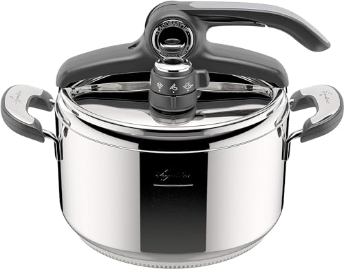 Lagostina Novia Vitamin Lagoeasy'UP Pentola a Pressione 5 L in Acciaio Inox 18/10 Ø 22 cm, Pentola Induzione e Gas, Coperchio con Apertura Facilitata, Inclusi Cestello, Ecodose e Ricettario