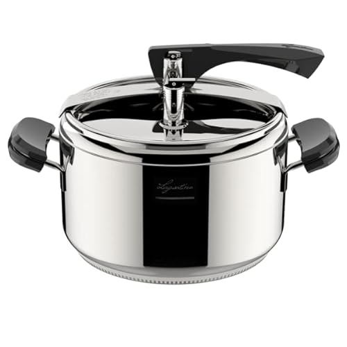 Lagostina Pentola a Pressione La Classica Lagofusion, Pentola a Pressione Ø 22 cm, Capacità 5L, con Cestello, Ricettario ed Ecodose, Manici in Bakelite, Valvola a Peso e Fondo Lagofusion