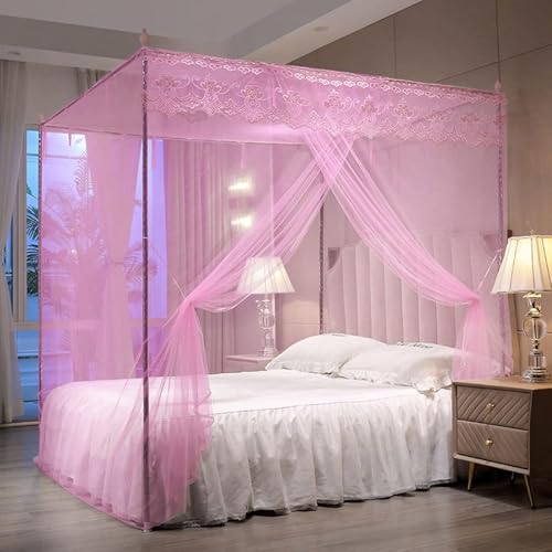 KKPW Telaio del Letto a baldacchino in Acciaio Inossidabile,Porta Zanzariera per Letto Struttura in Zanzariera a Baldacchino, Struttura per Letto(22mm Thick Bracket,120x200CM)