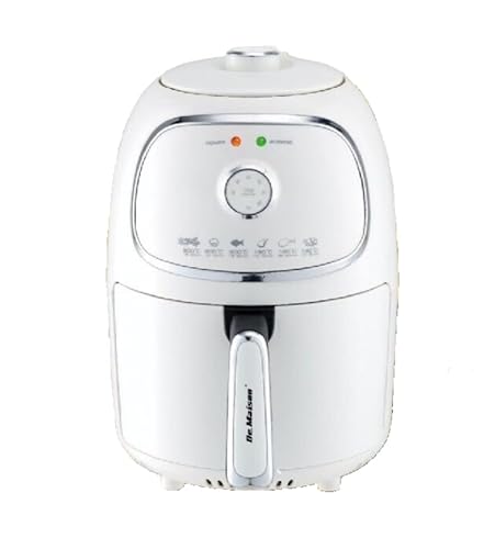 Friggitrice Ad Aria Senza Olio Bianca retrò 1000 W 2 L Capacità 1-4 Persone 6 Programmi Di Cottura Touch Timer 200°