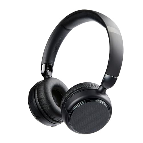 Amazon Basics Cuffie on-ear Senza fili Bluetooth, 35 ore di riproduzione, Nero