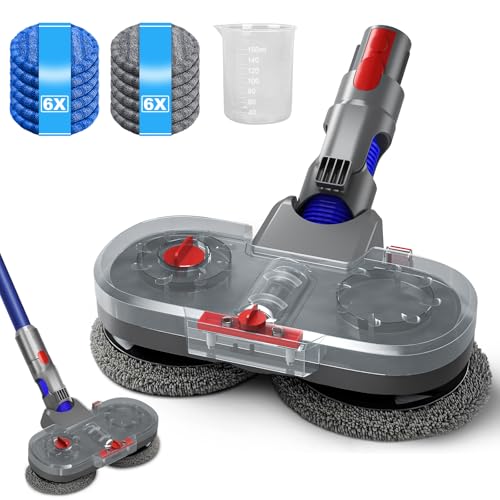 Testa di Mocio Elettrico per Dyson V7/ V8/ V10/ V11/ V15 Aspirapolvere, Pavimento Elettrico con Serbatoio dell'acqua Rimovibile e 12 Pezzi di Asciugamano