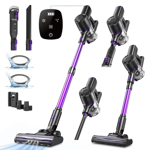 Vexilar Aspirapolvere Senza Fili 450W/40Kpa/50 Mins,6 in 1 Potente Aspirapolvere Portatile Leggera Silenzioso,Schermo OLED/Anti-avvolgimento,Scopa Elettrica Senza Fili Verticale per Tappeti/Pavimenti