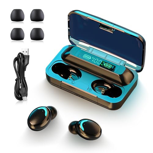 Auricolari Bluetooth 5.1 Senza Fili Con Microfono - Cuffie Wireless Stereo HiFi, Cancellazione Rumore, IP7 Impermeabili (Nero)