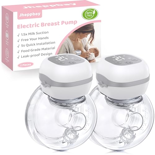Tiralatte Elettrico Indossabile Portatile - Jheppbay Leggero Tira Latte Neonati Elettrico con Display LCD, Senza BPA, Funzione Memori, 12 Livelli e 3 Modalità, con Flange da 21/24 mm, 2 Pezzo