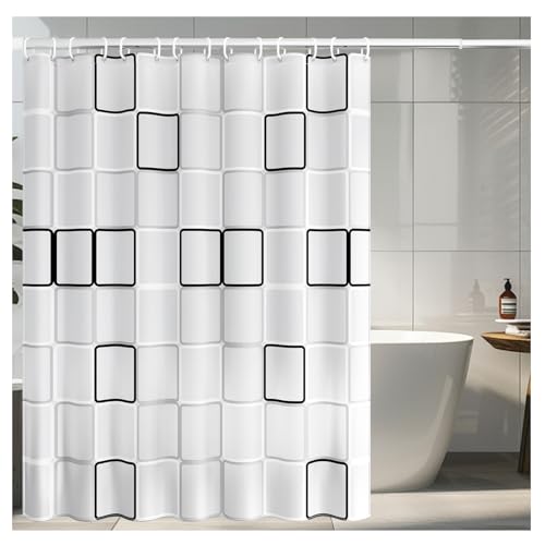 Tenda Antimuffa per Doccia e Vasca da Bagno, 180x200cm, Con 12 Ganci, Impermeabile, Asciugatura Rapida, Antibatterica, Lavabile - Per Dormitorio, Famiglia, Hotel - Bianco