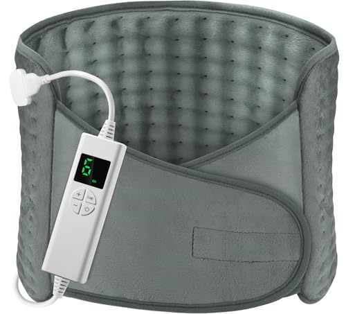 Termoforo Elettrico OneAmg 126x30cm Termoforo Lombare con 6 Livelli di Temperatura e Spegnimento Automatico Riscaldamento Rapido Lavabile Cuscino Termico Elettrico Per Schiena Spalle Addome Grigio