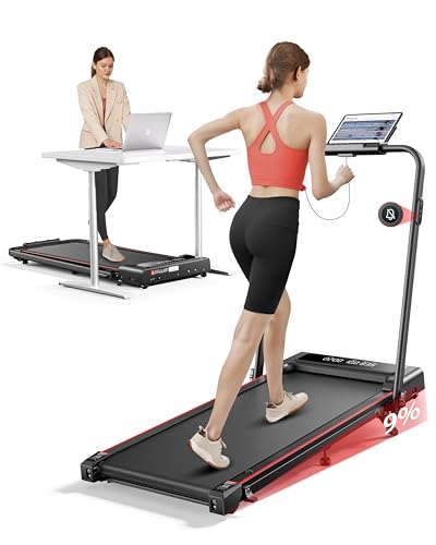 Tapis Roulant Elettrico Pieghevole 12 km/h, 4 in 1 Tapis Roulant con Inclinazione, App, Telecomando e Doppio Display LED, Design Salvaspazio per Casa e Ufficio, Nessuna Installazione Richiesta