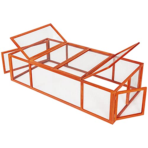 tectake® Conigliera da Esterno, 4 Porte, con Facile Accesso, Utilizzabile a Se Stante, Recinto Per Conigli, Gabbia Esterno, Casetta, Recinto Piccoli Animali - Marrone