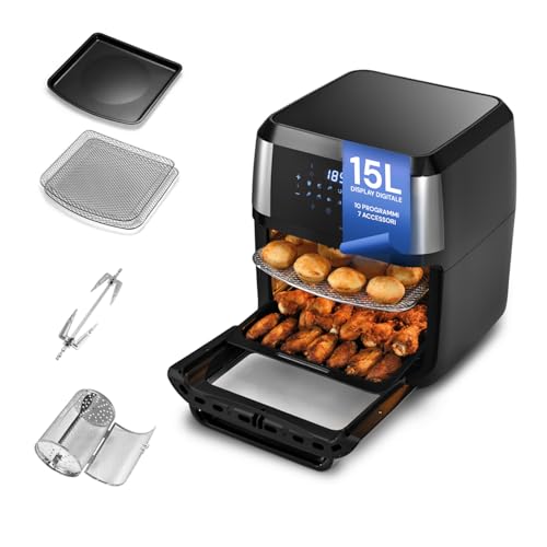 Avilia Forno Multifunzione Friggitrice ad Aria XXL 14Litri - Air Fryer Risparmio Energetico, Senza Olio con 10 Funzioni su LED Display,1700W