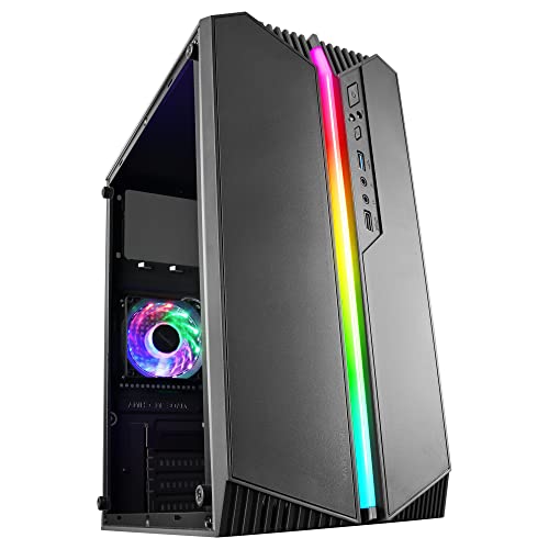Mars Gaming MC-S1 Nero, Case PC Gaming Compatto Micro-ATX, Illuminazione ARGB 12 Modalità, Ventola FRGB, Finestra Laterale Completa