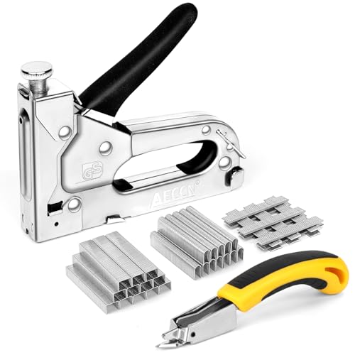 Graffatrice Manuale - AECCN Professionale 3 in 1 Pistola per Sparapunti con 2100 Graffette, 3 vie Pistola per Graffette/Graffatrice per Tappezzeria, Decorazione, Mobili, Porte e Finestre