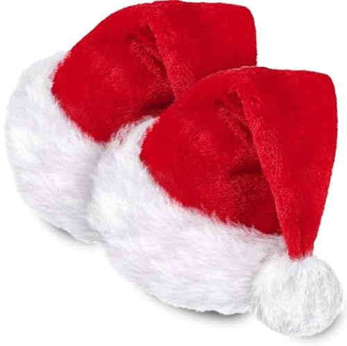 Generico 2pcs Cappello Babbo Natale In Peluche Morbido |Cappello Natale per Adulti e Bambini Unisex |Cappelli Babbo Natale |Cappellini Natale Ideali per Feste Natalizie, Cosplay, Decorazioni e Regali