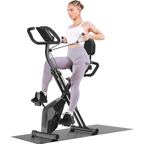 Botifly Cyclette pieghevole per la casa 4 in 1 ergometro pieghevole per la casa, 150 kg, portata con resistenza magnetica regolabile e display LCD fitness bike con sensori a pulsazioni manuali