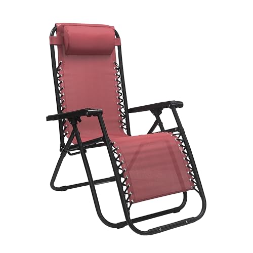 Totò Piccinni Sedia GRAVITY Sdraio da Giardino Poltrona Relax Pieghevole Salvaspazio Tubolari Acciaio 24mm Reclinabile Tessuto in Textilene, Mare Spiaggia Piscina Arredo Esterno (Rosso)