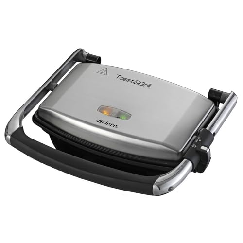 Ariete 1911 Toast & Grill Slim - Piastra elettrica antiaderente per toast e sandwich - piastra rigata - 1000 Watt - Argento