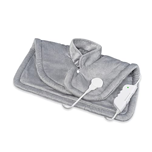 medisana Hp 622 Cuscino Riscaldante per Collo e Spalle, Mantella Riscaldante Elettrica, Protezione Contro il Surriscaldamento e Spegnimento Automatico, 6 Livelli di Temperatura, Lavabile, Grigio