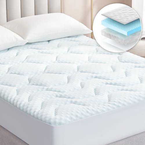 EHEYCIGA Topper Singolo 80x190, Memory Foam Topper Materasso Respirabile con Tasca Extra Profonda, Bianco