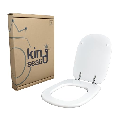 Copriwater in MDF, serie Tesi della Ideal Standard, Bianco con cerniere in ottone cromato.