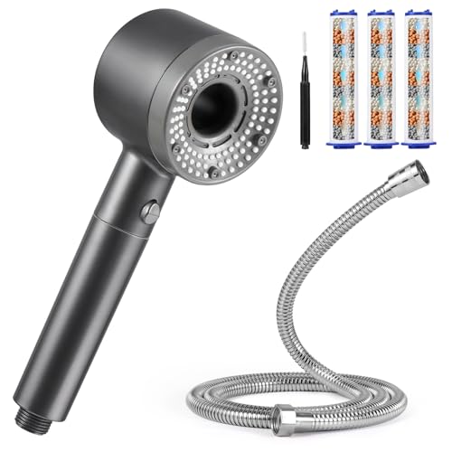 Blendura Doccino per Doccia, Soffione Doccia Alta Pressione Risparmio Idricocon con1.5m Tubo Doccia, Doccia Soffione con 5 Modi Funzione, Soffione Doccia Anticalcare 3 Filtro, Grigio