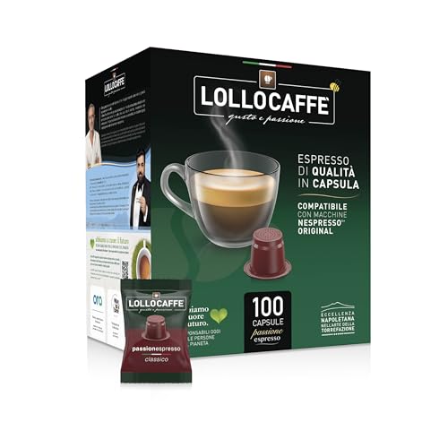 Lollo Caffè Passionespresso, Miscela Classica - 100 Capsule - Compatibili con le Macchine ad uso domestico Nespresso*