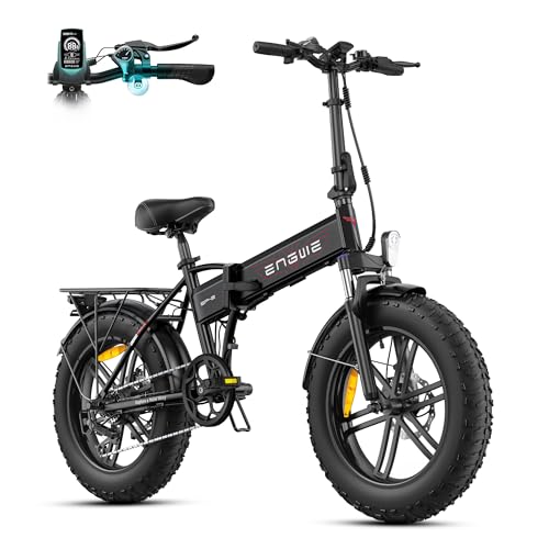 ENGWE Bici Elettrica Pieghevole, Bicicletta Elettrica da 48V 13Ah Batteria Rimovibile, Autonomia di 50-120 km E-bike，20"×4.0" Fat Tire 7 Velocità ebike da per Ogni Terreno (Nero)