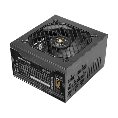 MARS GAMING MPB850SIM, Alimentatore ATX Full Modulare 850W, Garanzia 7 Anni, 80Plus Bronze 230V EU, 90% di Efficienza, Ventola SI Extreme Silence 140mm, Tecnologie AI2-RPM, DC-DC e SMD, Nero