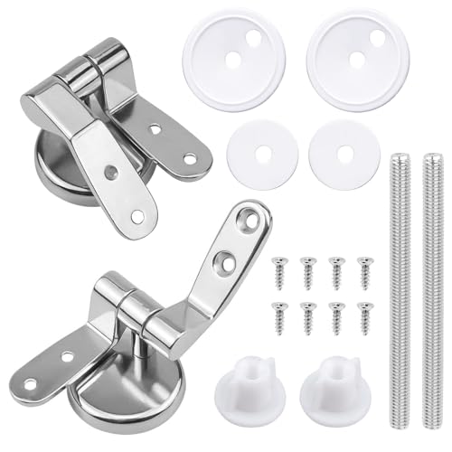 Coppia Cerniere Tavoletta WC in Lega, Kit di Ricambio per Sedile WC, Cerniere Copriwater Soft Close, Kit di Ricambio Universale per Sedili WC, Cerniere per WC di Ricambio per WC con Bulloni e Dadi