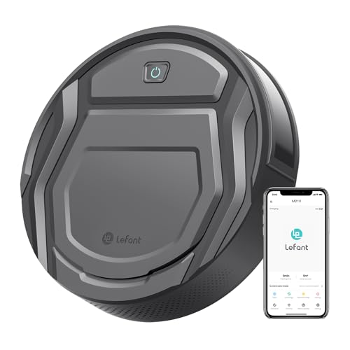 LEFANT Robot Aspirapolvere,Potenziamento del Tappeto,2200Pa,120 Minuti,Piccolo aspirapolvere robot 7,8 cm sottile 28 cm Diam,Wi-Fi/App/Alexa,Ideale per peli di animali domestici M210P Grigio