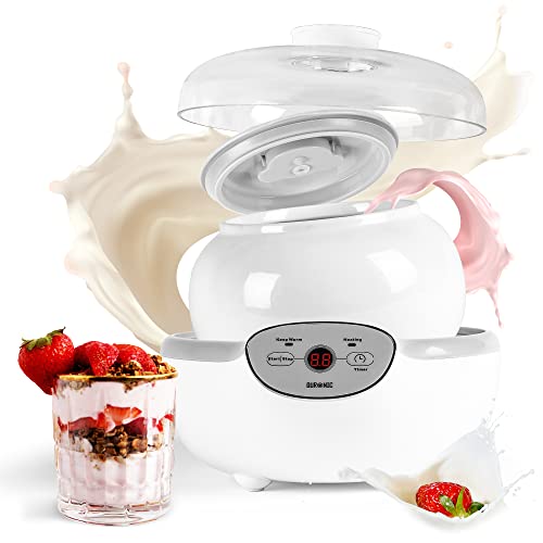 Duronic YM1 Yogurtiera elettrica automatica – 1 vasetto in ceramica da 1.5 litri - Macchina per yogurt con display digitale timer impostabile - Ideale per preparare yogurt fatti in casa