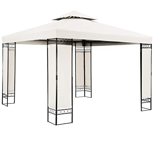 Casaria Gazebo Lorca Padiglione 3x3m in Metallo Resistente Idrorepellente con Pannelli Laterali Tendone da Giardino Feste