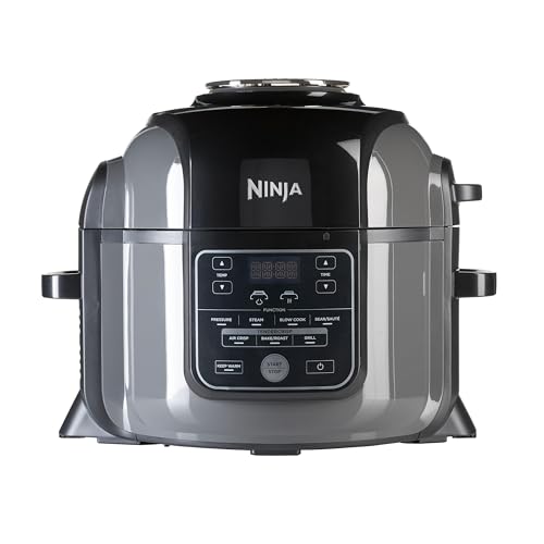 Ninja Foodi Multicooker, 7 in 1, 6L, 9 Funzioni di Cottura, Pentola a Pressione, Friggitrice ad Aria, Cottura Lenta, Griglia e Altro, Acciaio Satinato/Nero, OP300EU