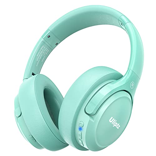 Uliptz Cuffie Wireless Bluetooth, 65 Ore Di Riproduzione, 6 EQ Modalità di Suono, Cuffie Senza Fili Stereo HiFi Over Ear con Microfono, Cuffie Bluetooth 5.3 per Viaggio/Ufficio/Telefono/PC (Verde)