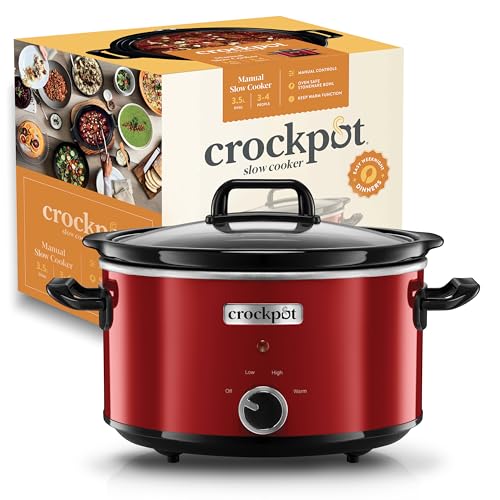 Crock-pot Pentola per Cottura Lenta, Slow Cooker, Capienza 3.5 litri, fino a 4 Persone, 2 Impostazioni Cottura e Funzione Mantenimento in Caldo, 210 W, Ceramica, Rosso