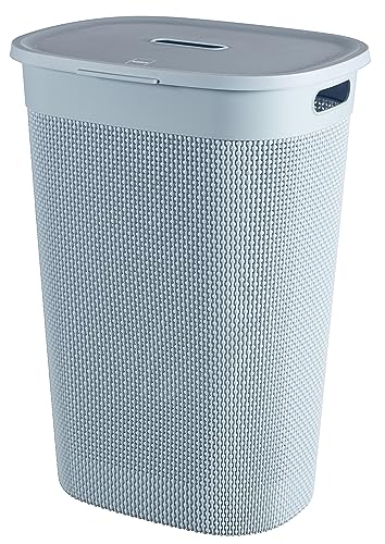 Keter Curver Filo Cesta Portabiancheria da Bagno, Azzurro, Capacità di 55 Litri, 70% riciclato, 45x35x61H