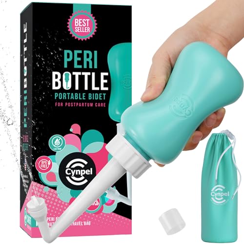 Cynpel Bidet Portatile - Bottiglia Perianale da 350 ml - Bidet Portatile per WC da Viaggio e Camper - per Neomamme dopo il Parto in Ospedale - Borsa Inclusa - Turchese