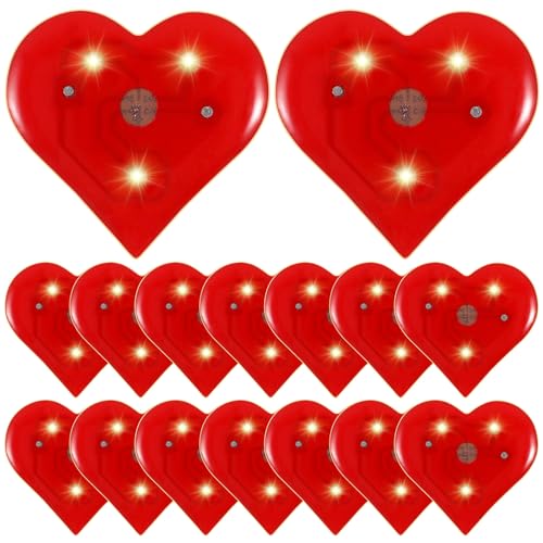 Amosfun Spille a Forma Di Cuore Rosso Luminoso - Set Da 20 Pezzi, Accessori Per Feste, Decorazioni Per Abbigliamento E Regali Personalizzati