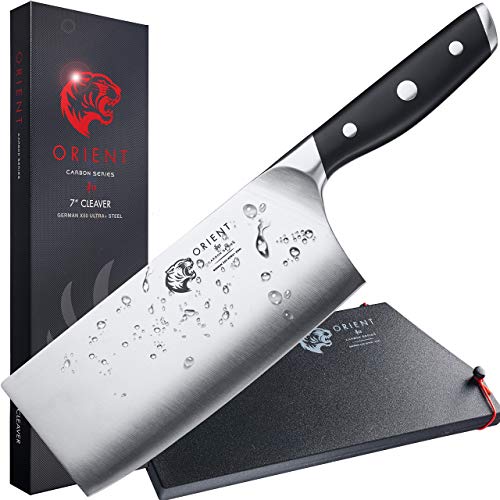 Mannaia per Carne e Verdure X50 da 7 Pollici in Acciaio Tedesco, Mannaia Cinese, Acciao Ultra Tagliente e Inossidabile, Il Miglior Utensile da Cucina con Confezione Regalo e Fodero. Cleaver