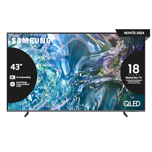 SAMSUNG Smart TV 43" QE43Q64DAUXZT QLED 4K, Upscaling 4K, Processore Quantum 4K Lite, AirSlim Design, DVBT-2, Q-Symphony & OTS Lite, Gaming Hub, Ultimate UHD Dimming, Titan Gray 2024 [Amazon EXCL.]