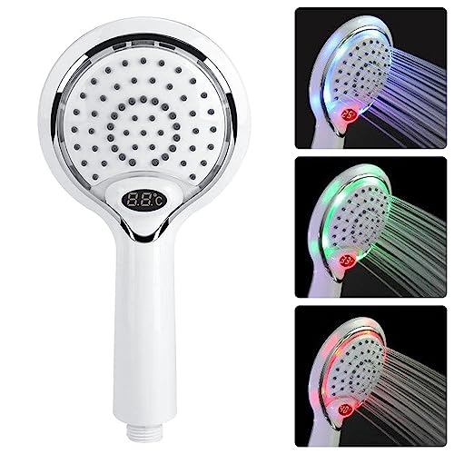 Soffione Doccia LED da Bagno Palmare 3 Colori LED Shower Head prinkler Water Powered 3 Colori Cambiando Doccia con Display Digitale della Temperatura