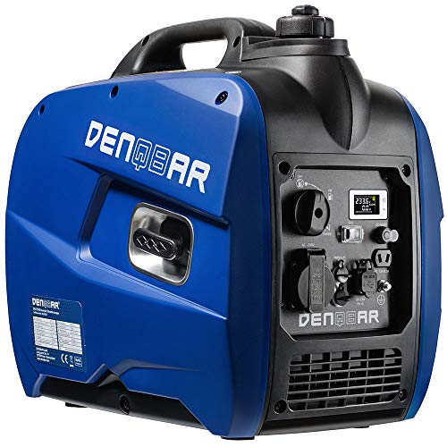 Generatore di corrente con inverter DENQBAR DQ-2100 2100W, generatore a benzina con 230V, USB Fast-Load, super silenzioso, display LED, portatile - Per campeggio, cantiere e emergenze