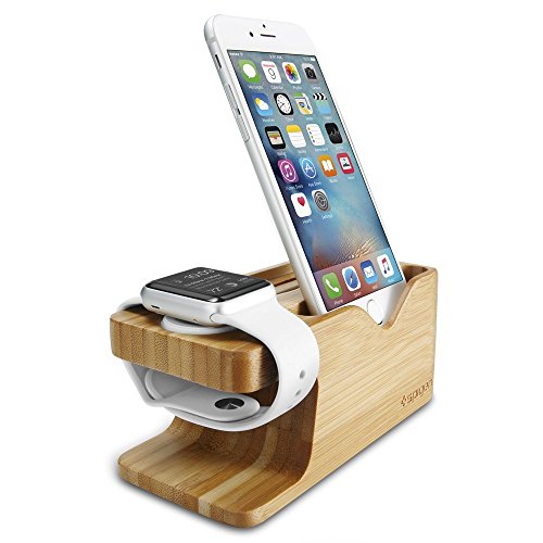 Spigen S370 Progettato per Supporto Apple Watch e Smartphone per tutte le serie di iPhone, Apple Watch - Wood
