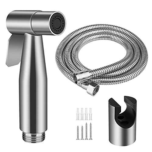 Doccetta per Bidet a Mano, Spruzzatore per WC in Acciaio Inox con 1.5M Tubo Flessibile e Staffa a Muro, Set Completo Doccia Bidet per Bambini, Cucina, Igiene Personale e Spruzzatore per Vasino