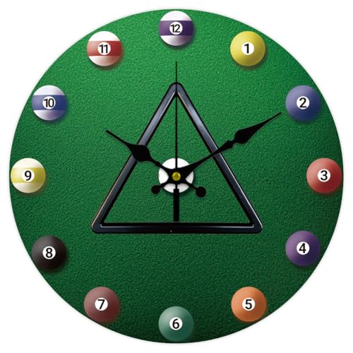 CHGCRAFT 12 Pollici Orologio da Parete per Biliardo A batteria con Motivo a Treppiede Orologio Decorativo Rotondo Silenzioso e Non Ticchettante per l'ufficio, la Casa e la Cucina